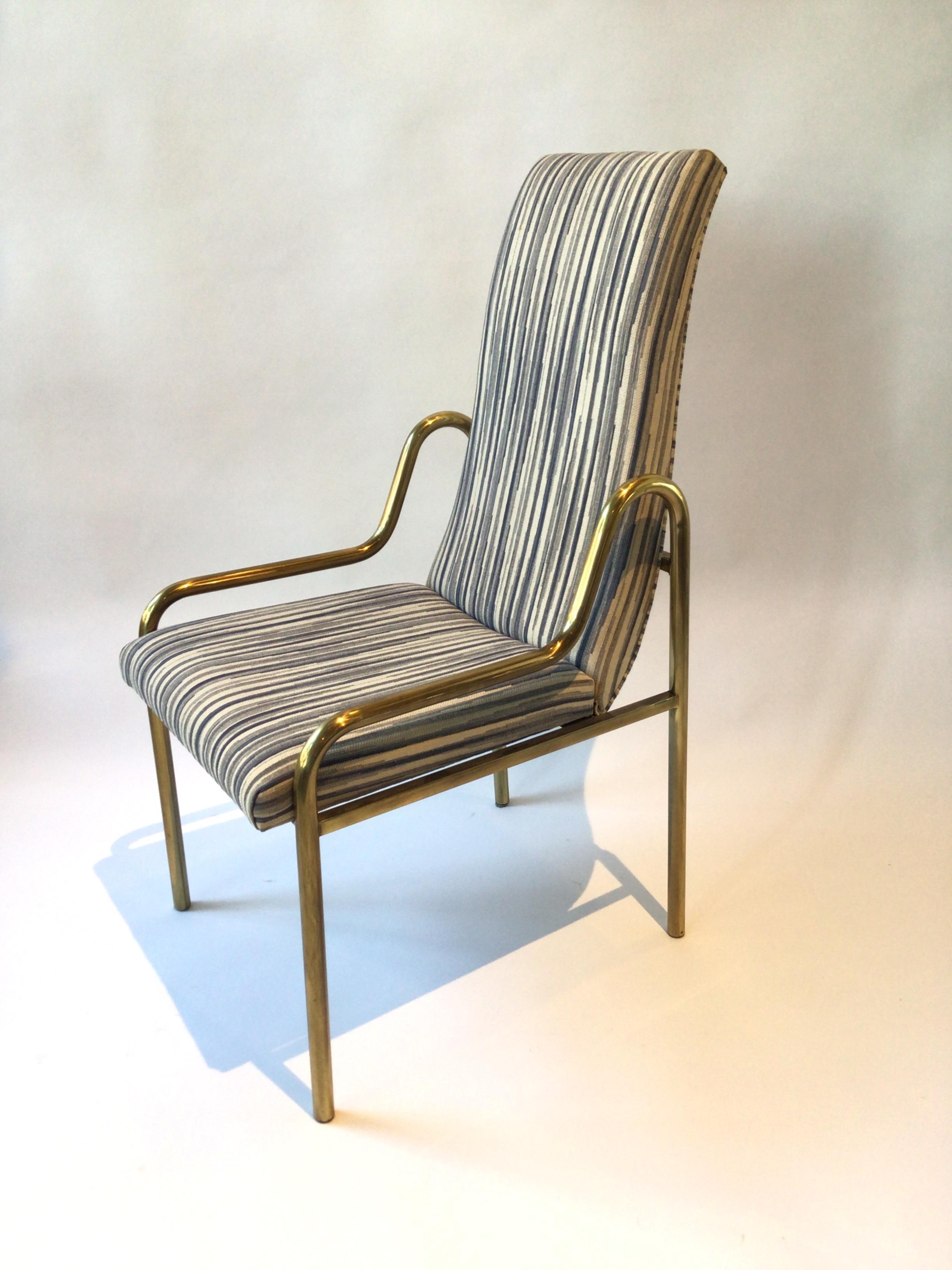 Late 20th Century 4 Brass Mastercraft Dining Chairs For Sale