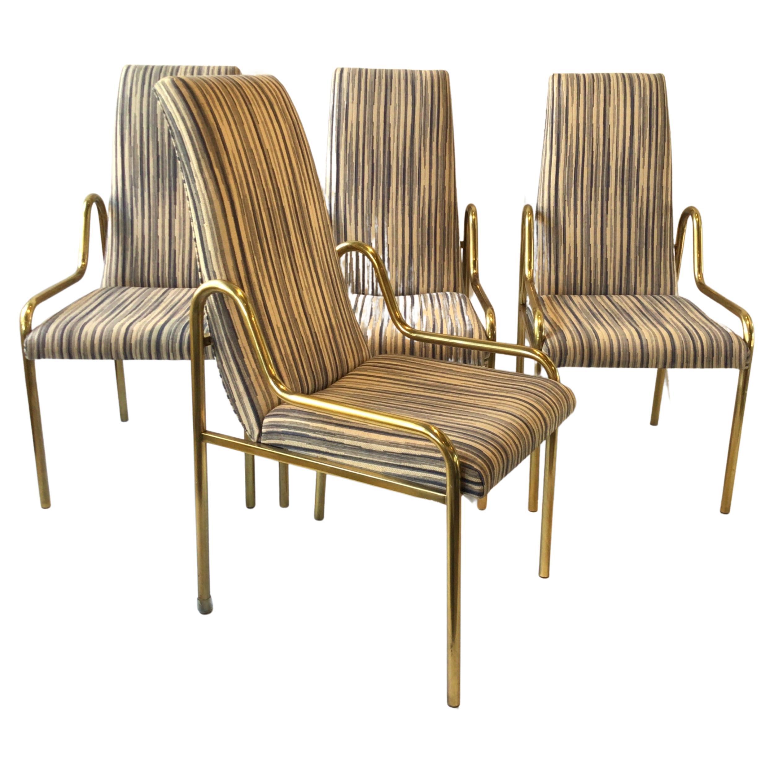4 Brass Mastercraft Dining Chairs For Sale