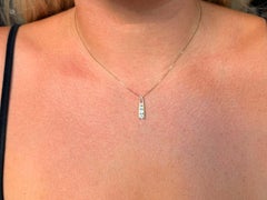 4 Brilliant Cut Channel Set Diamond Pendant Necklace 14K Yellow Gold
