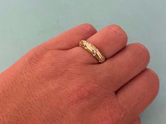 4 Brilliant Cut Diamond Band Ring Solid 14k Yellow Gold