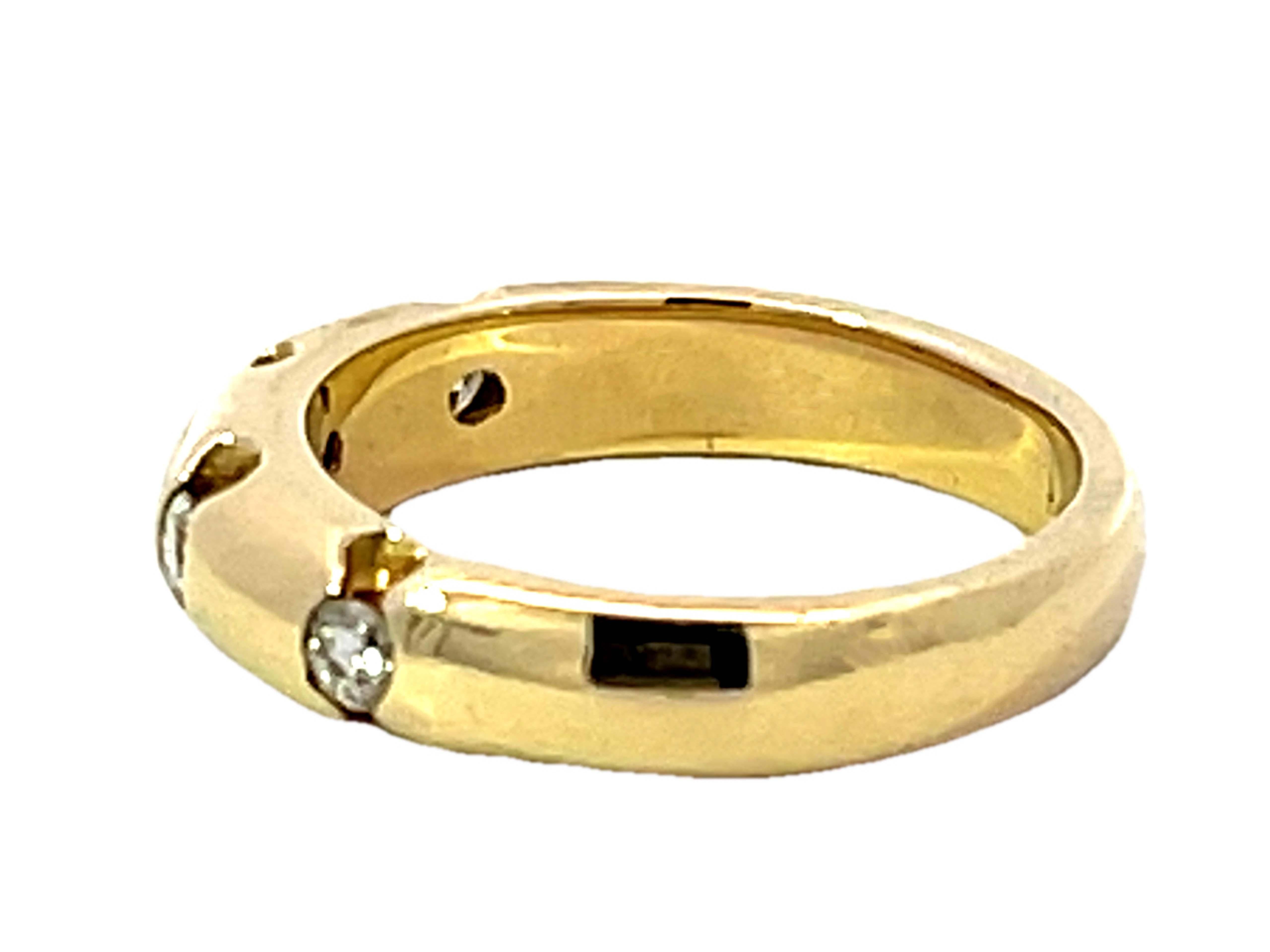 4 Brilliant Cut Diamond Band Ring Solid 14k Yellow Gold For Sale 1