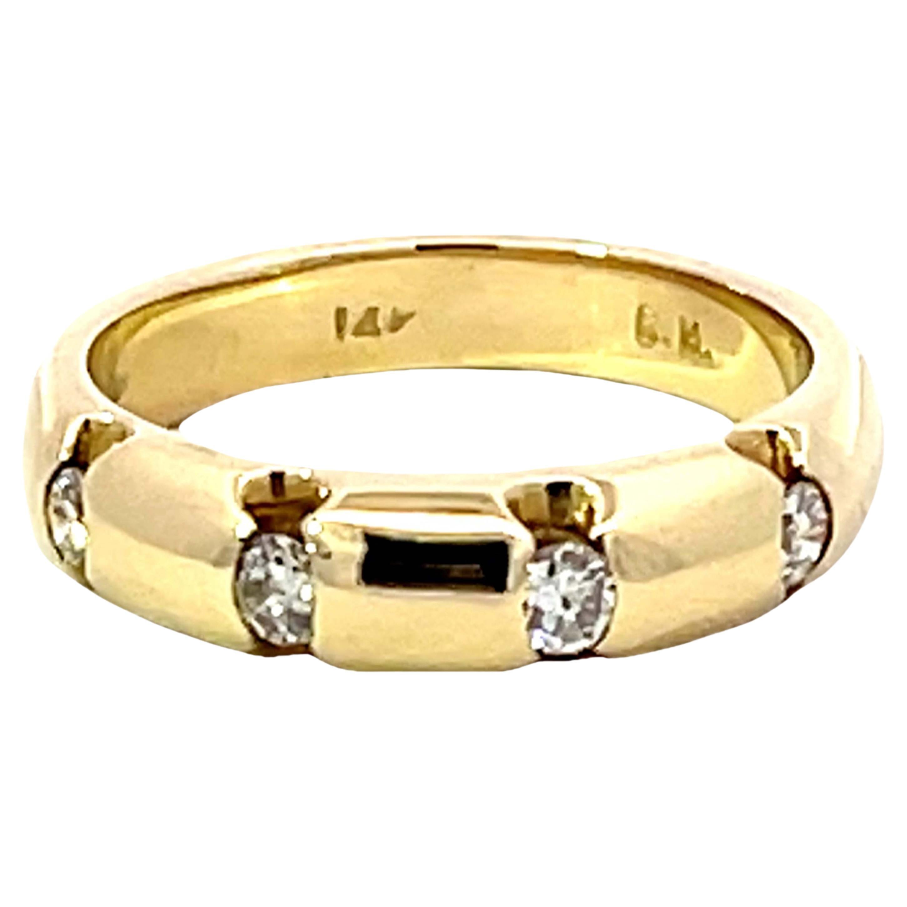 4 Brillantschliff Diamantring aus massivem 14k Gelbgold im Angebot