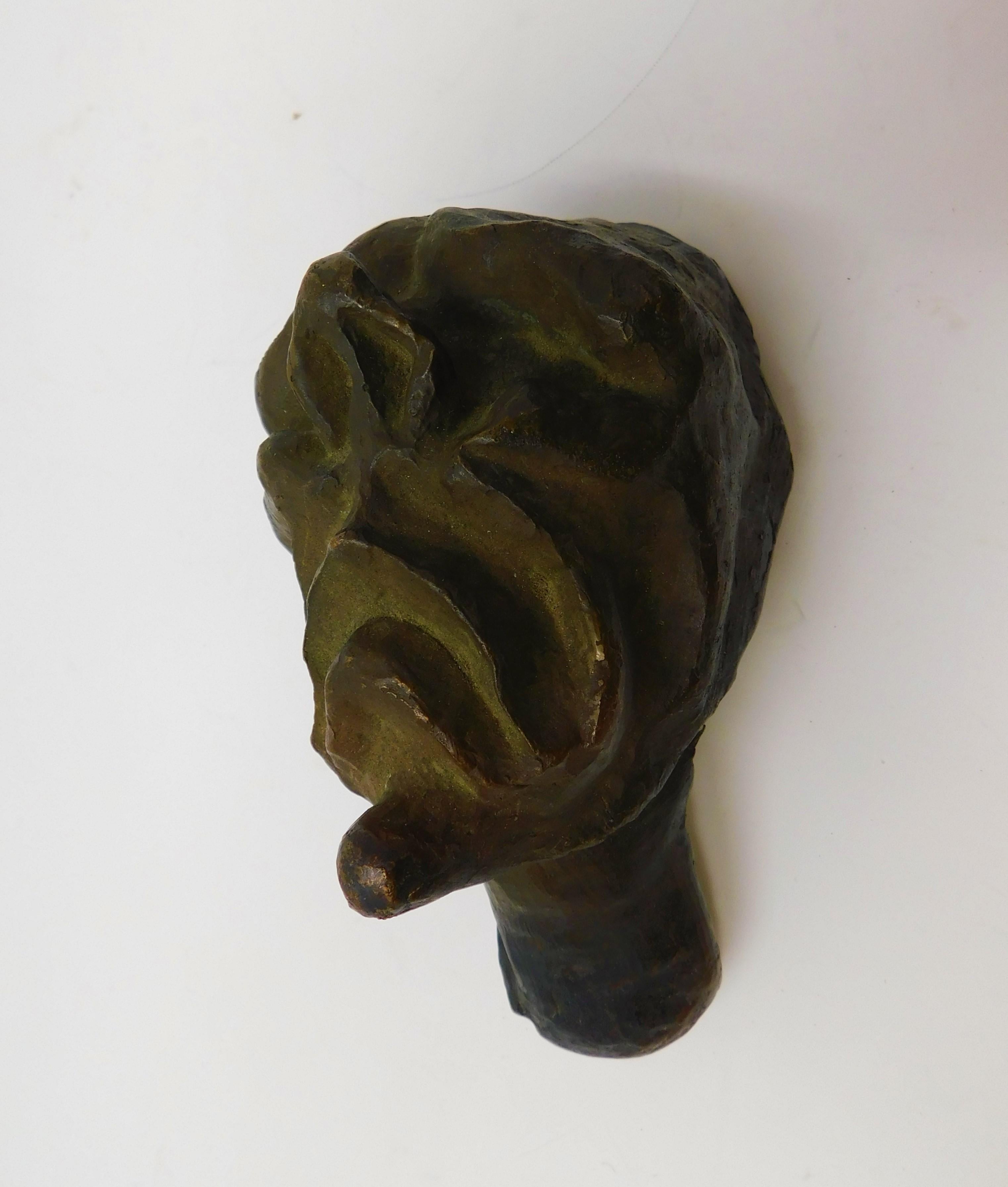 4 Bronze Brutalist Figurative Head Art Sculptures, Circa 1920 For Sale 5