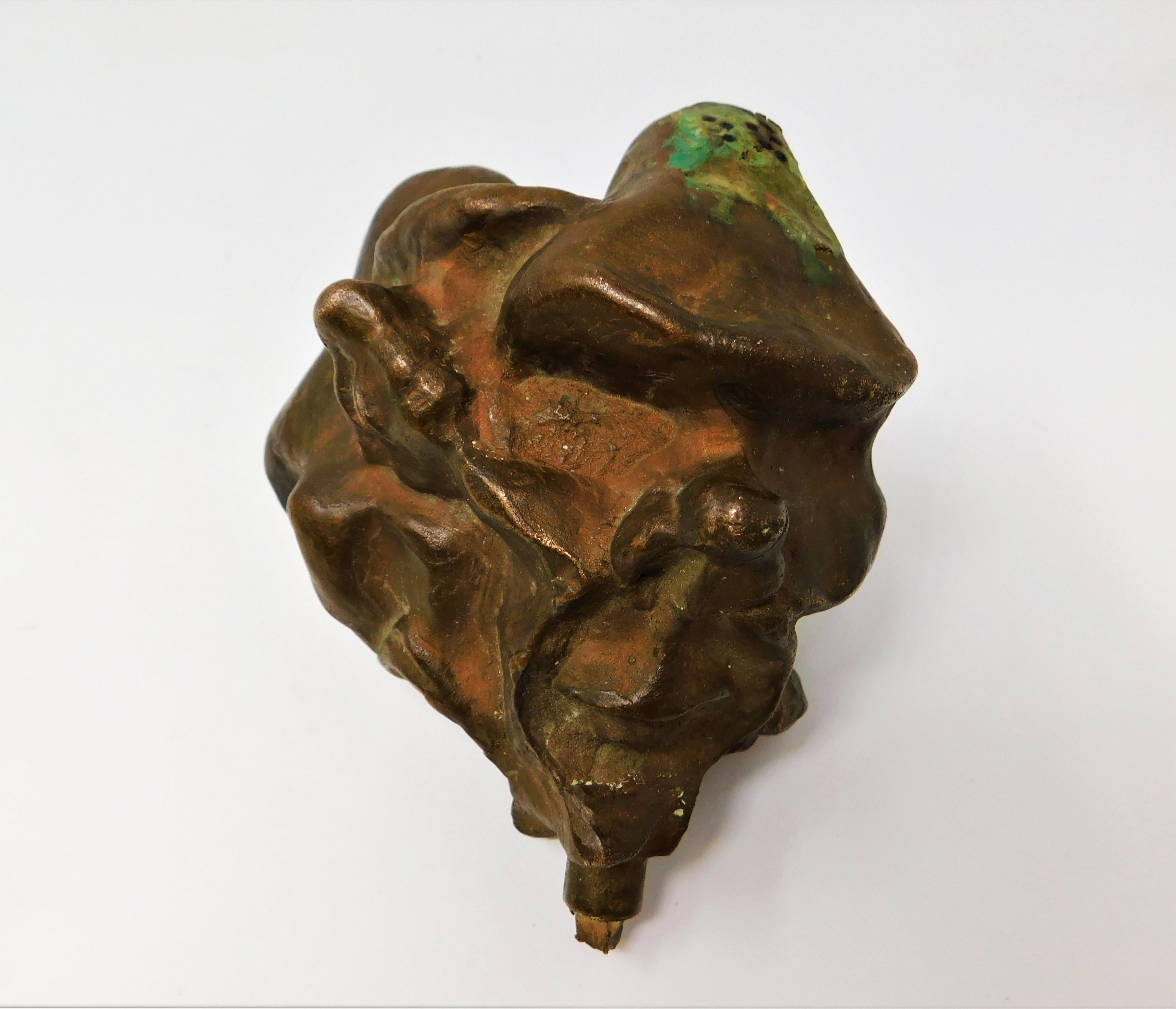 4 Bronze Brutalist Figurative Head Art Sculptures, Circa 1920 For Sale 6
