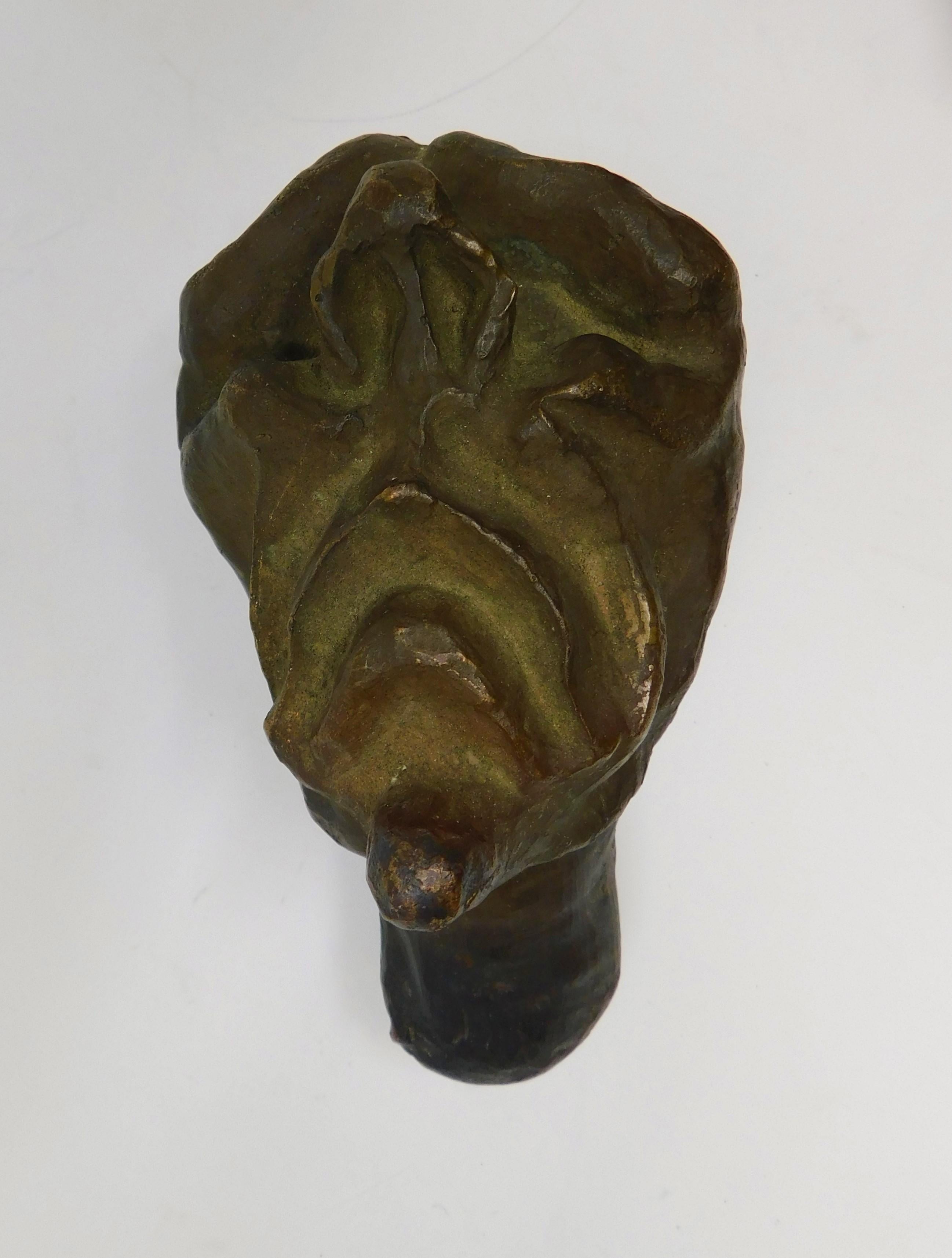 4 Bronze Brutalist Figurative Head Art Sculptures, Circa 1920 For Sale 7