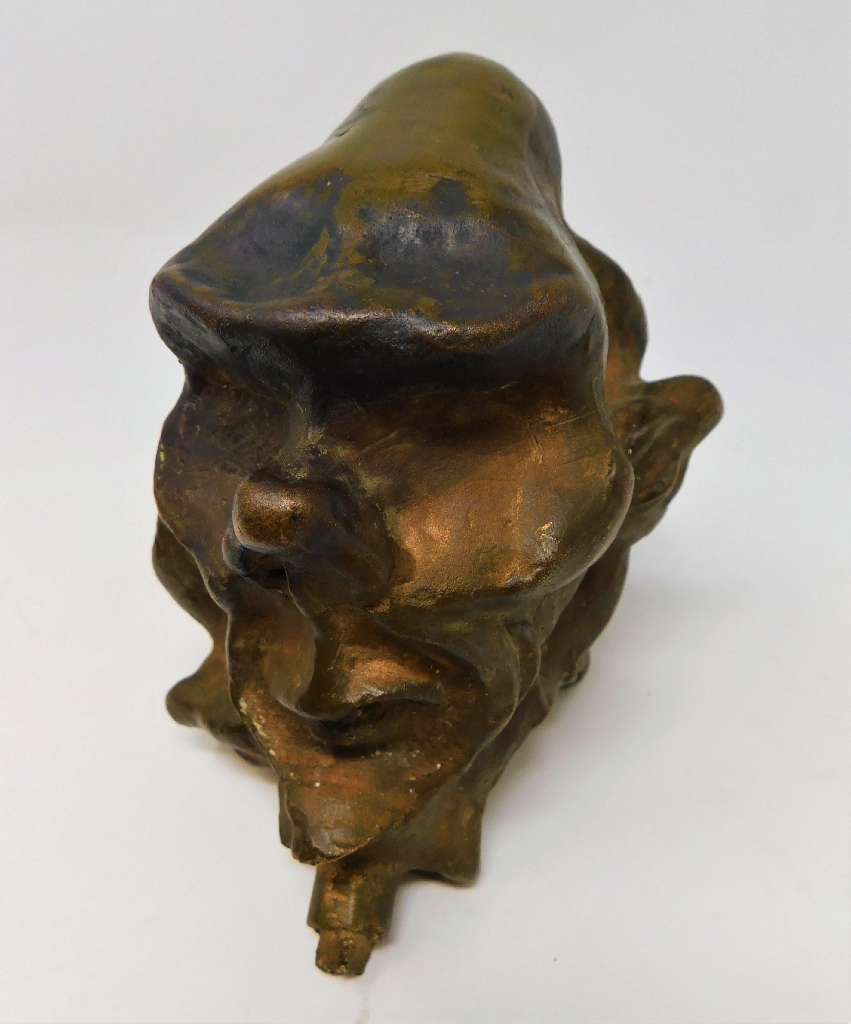 4 Bronze Brutalist Figurative Head Art Sculptures, Circa 1920 For Sale 8