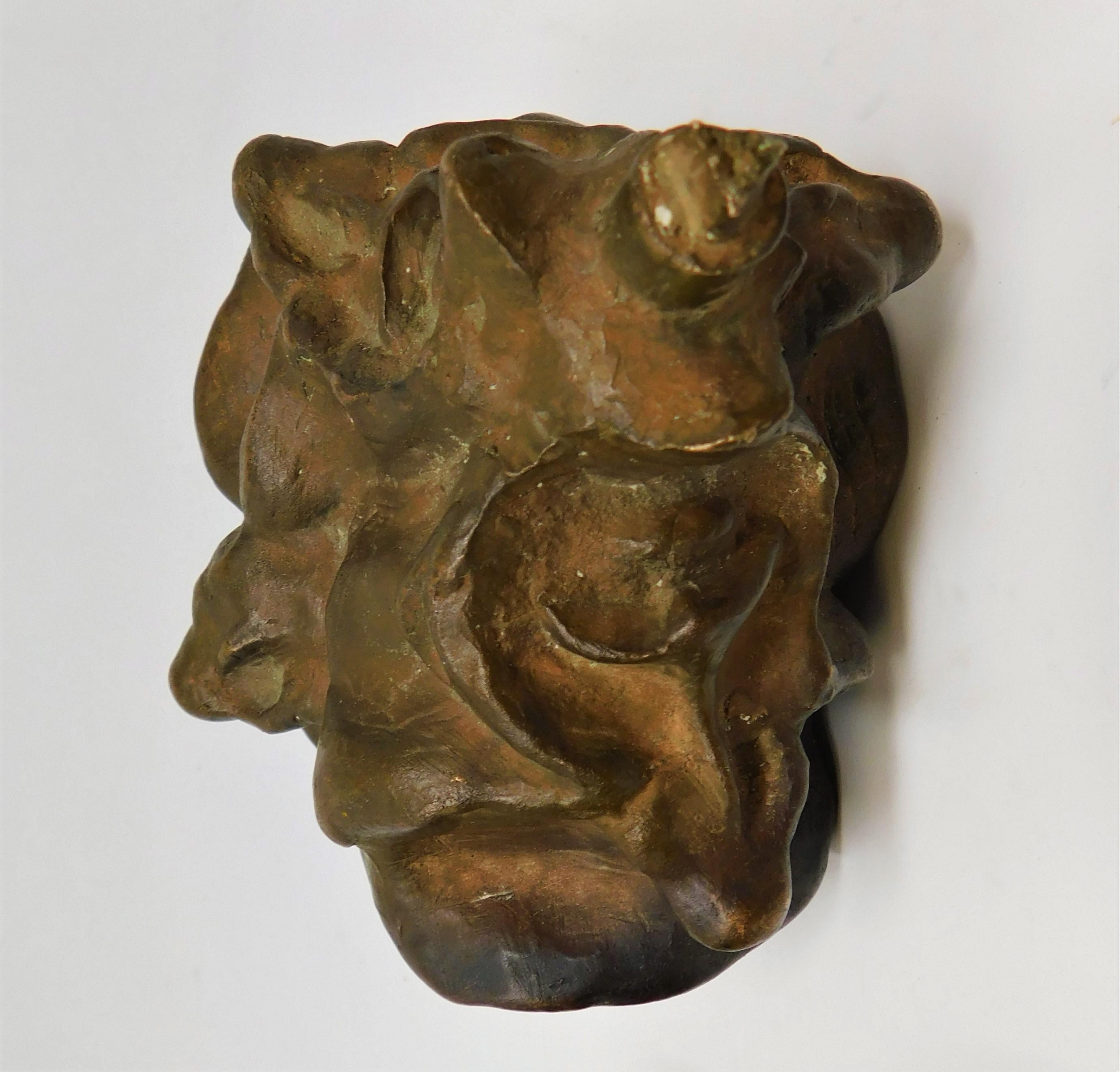 4 Bronze Brutalist Figurative Head Art Sculptures, Circa 1920 For Sale 11