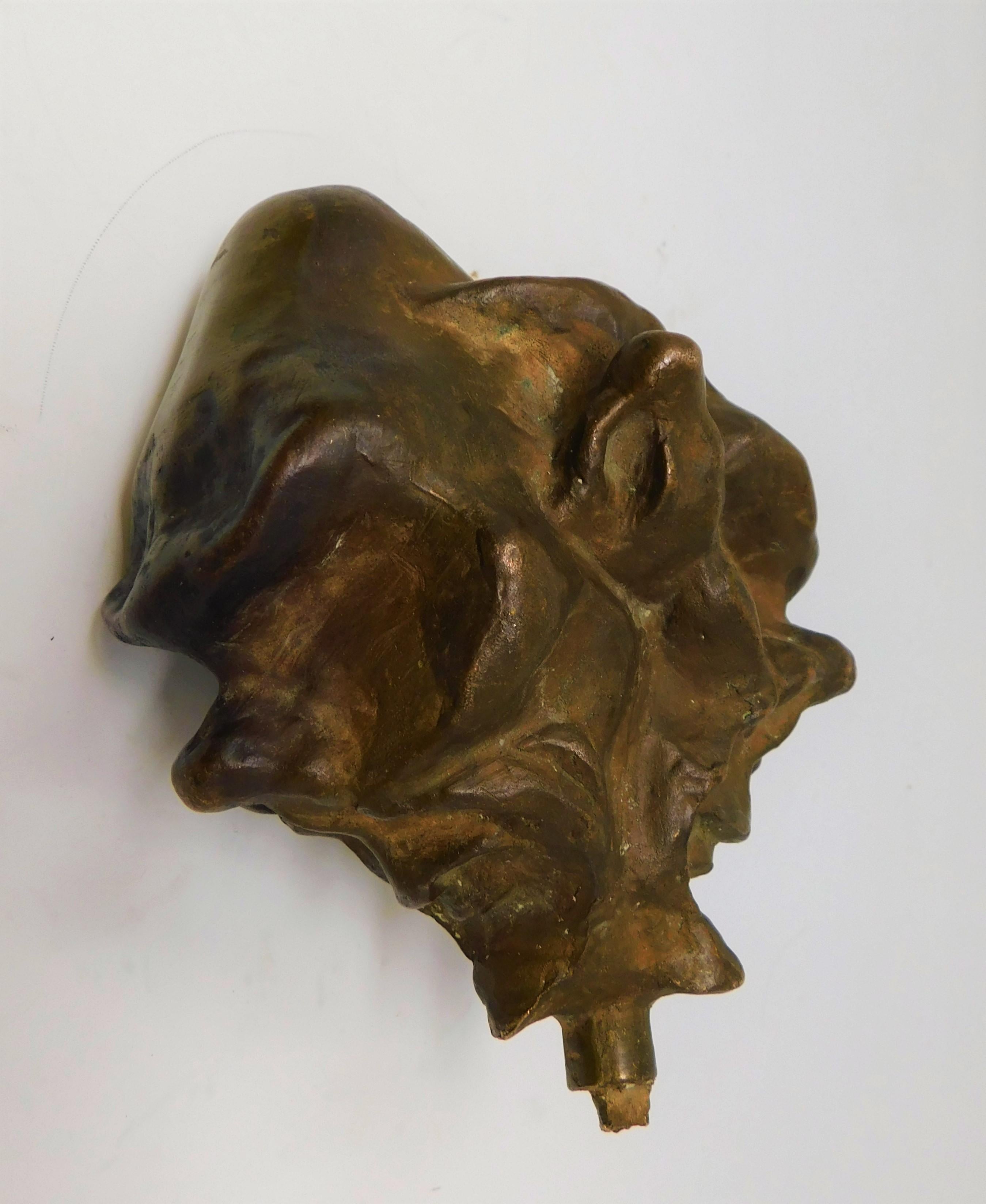 4 Bronze Brutalist Figurative Head Art Sculptures, Circa 1920 For Sale 12