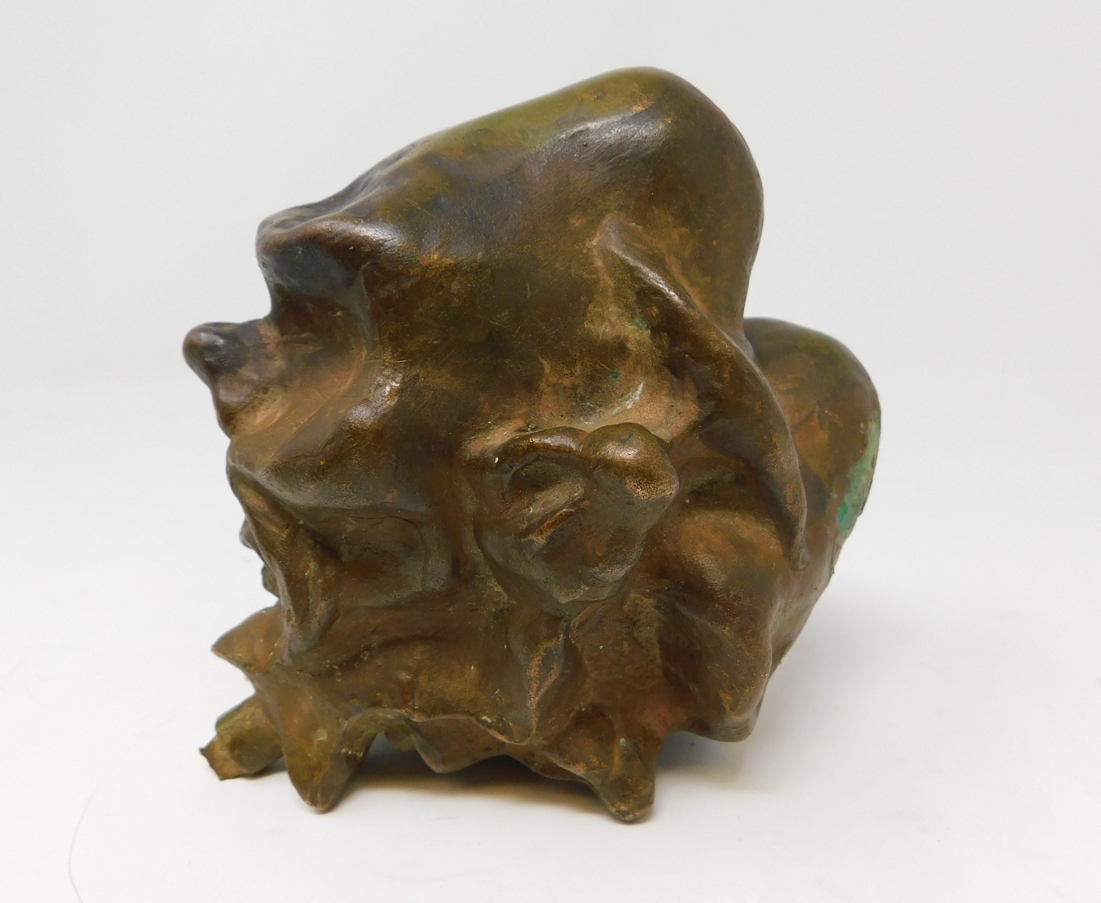 4 Bronze Brutalist Figurative Head Art Sculptures, Circa 1920 For Sale 13