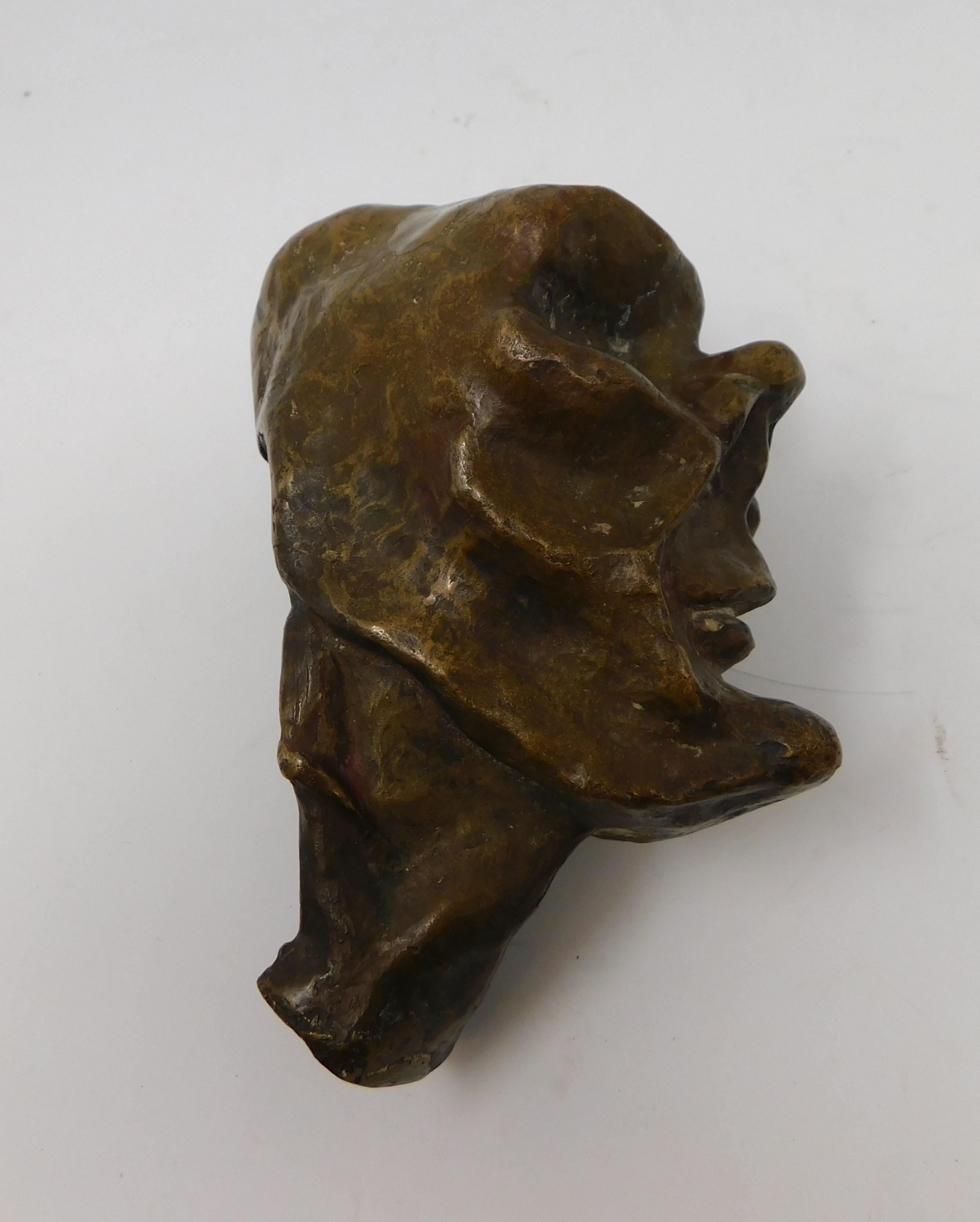 4 Bronze Brutalist Figurative Head Art Sculptures, Circa 1920 For Sale 4