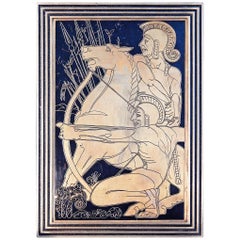 4 Bronze Panels: Gladiators, Building a Monument, Medieval Choir, Nude Archer
