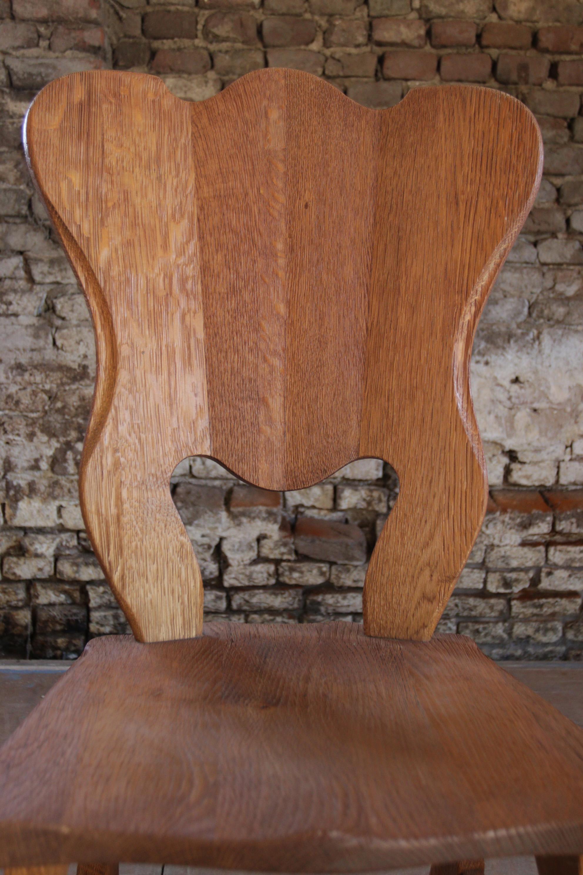 4 Brutalist Oak Dining Wabi Sabi Room Chairs For Sale 9