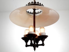 4 Bulb Tented Milk Glass Gas Lamp