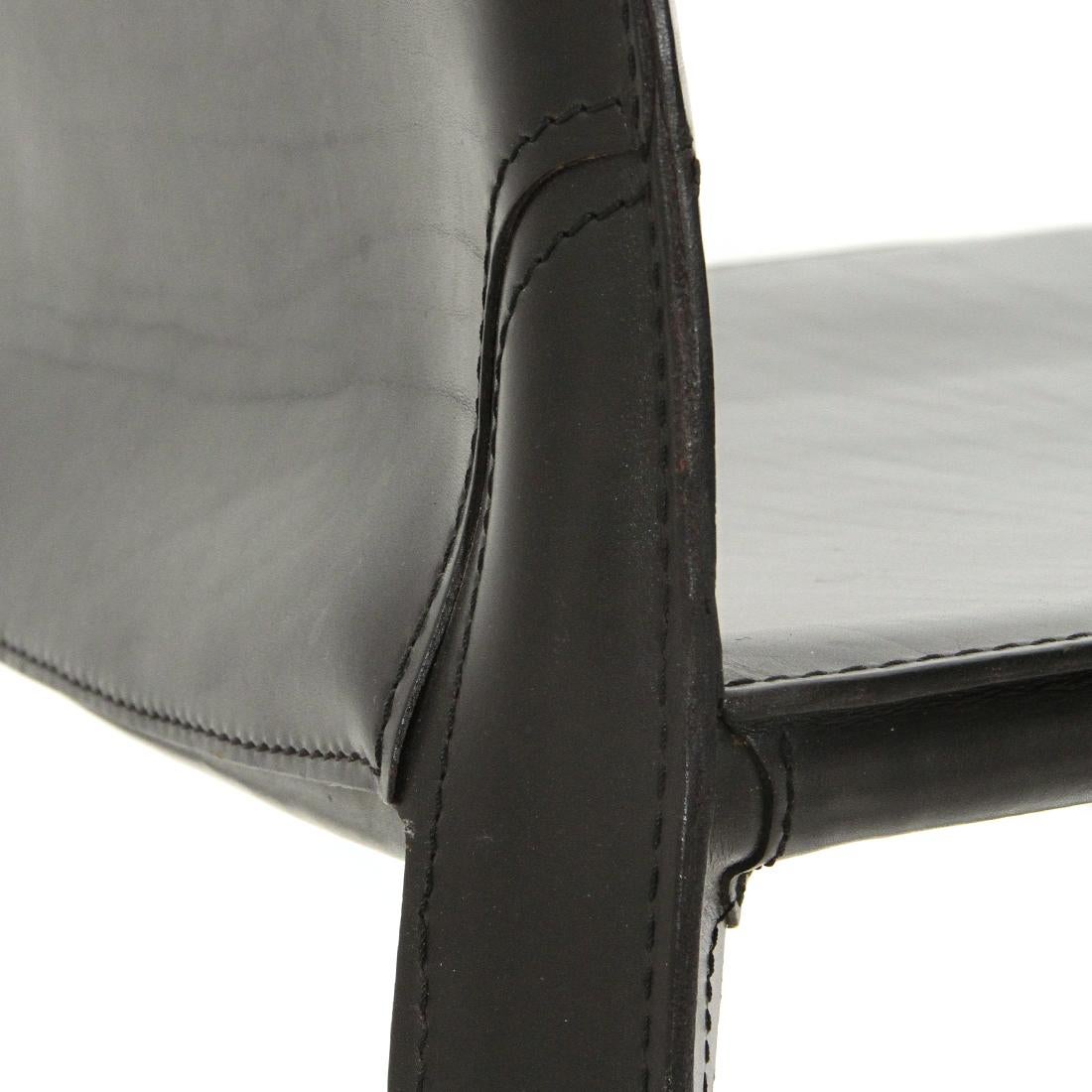 4 “CAB” Chairs in Black Leather by Mario Bellini for Cassina, 1970s 3