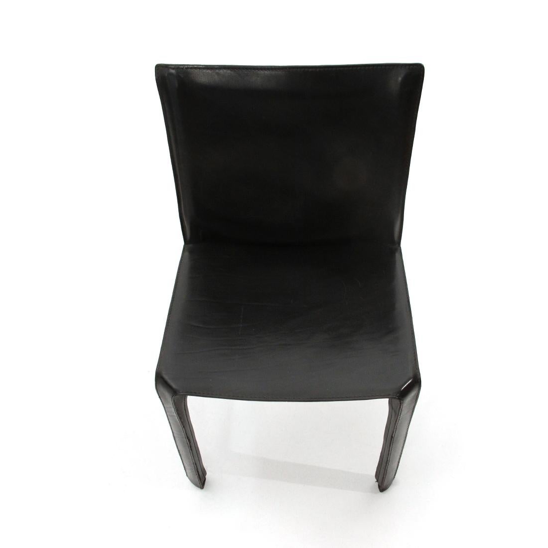 4 “CAB” Chairs in Black Leather by Mario Bellini for Cassina, 1970s 2