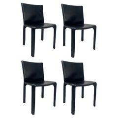 4 'CAB' chairs in black leather by Mario Bellini for Cassina, Italy