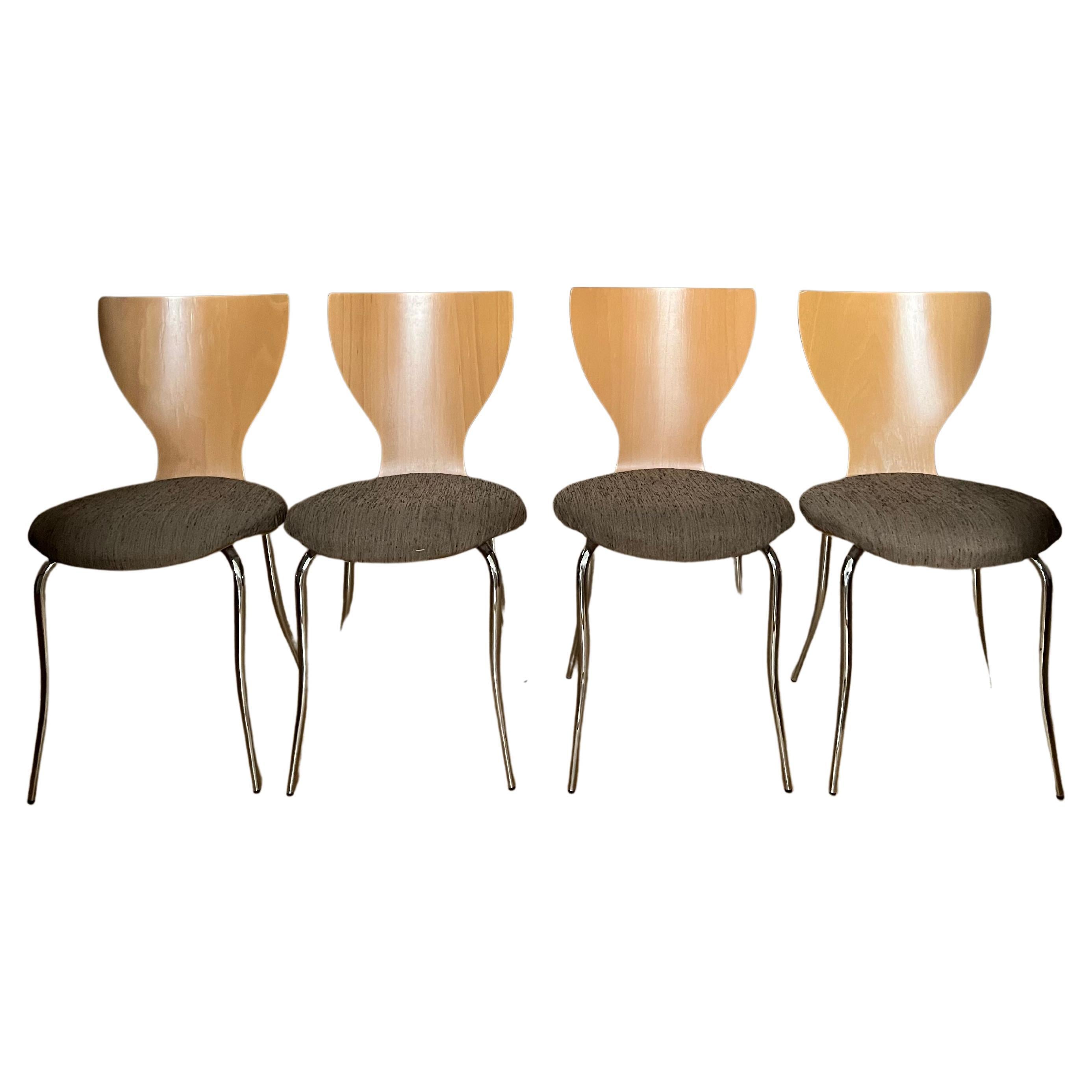 4 Calligaris Mid-Century Modern Italian Bentwood Side Dining Chairs For Sale