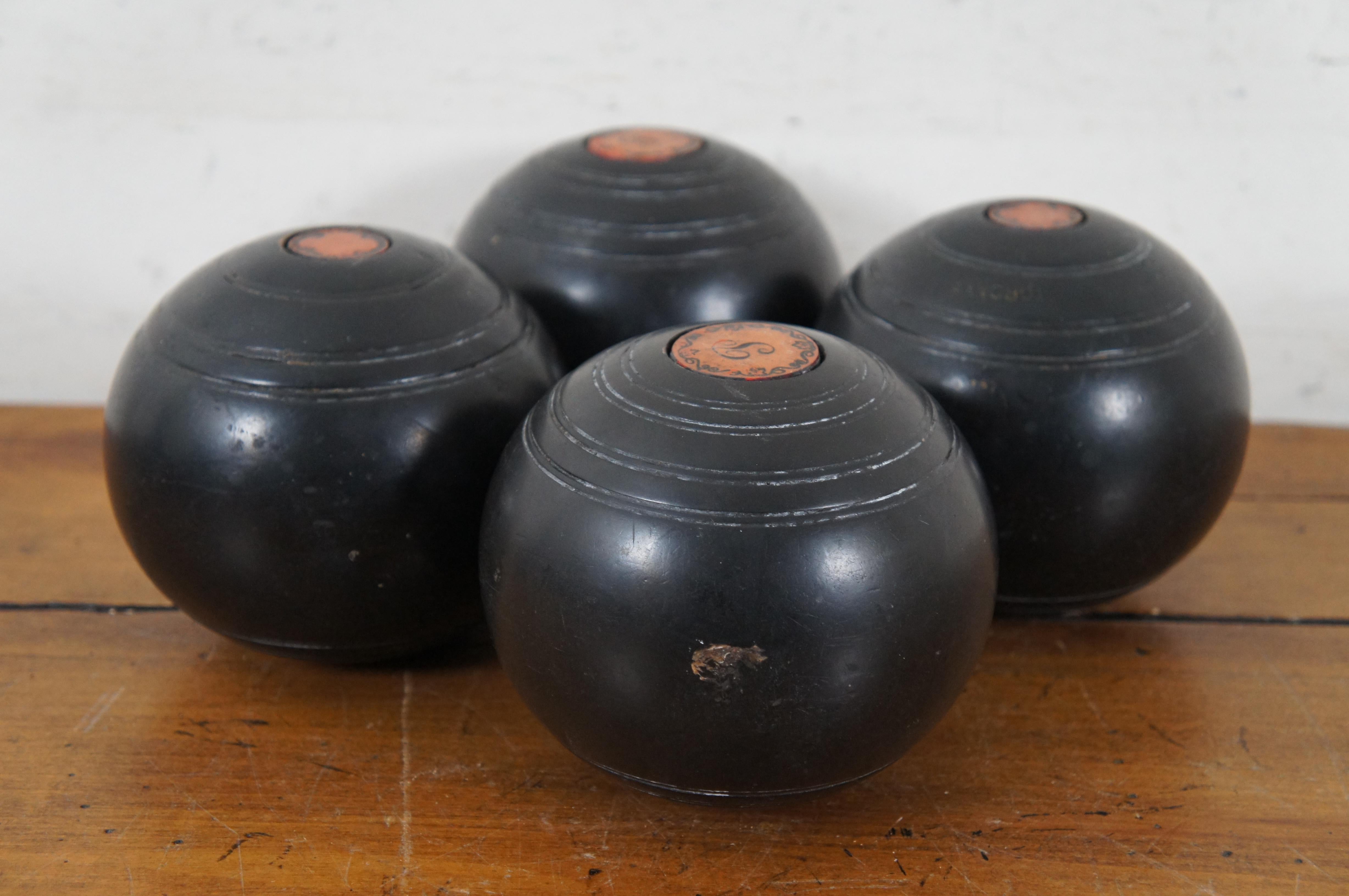 4 Canadian 1947 Townsend & Clark Champion Lawn Bowling Bocce Game Balls 5