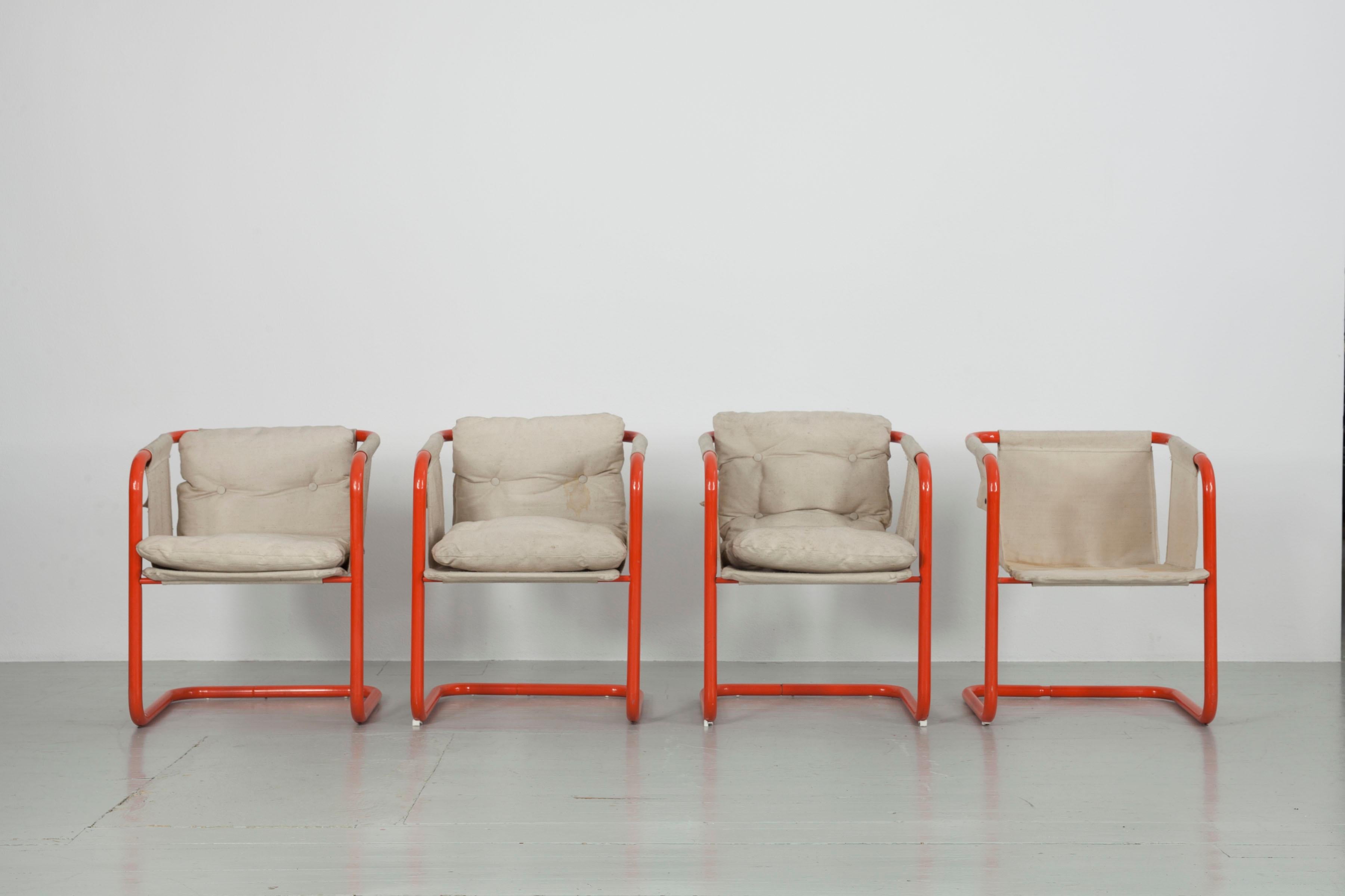 4 Cantilever Armchairs in the Manner of Gae Aulenti, Italy, 1970s 2