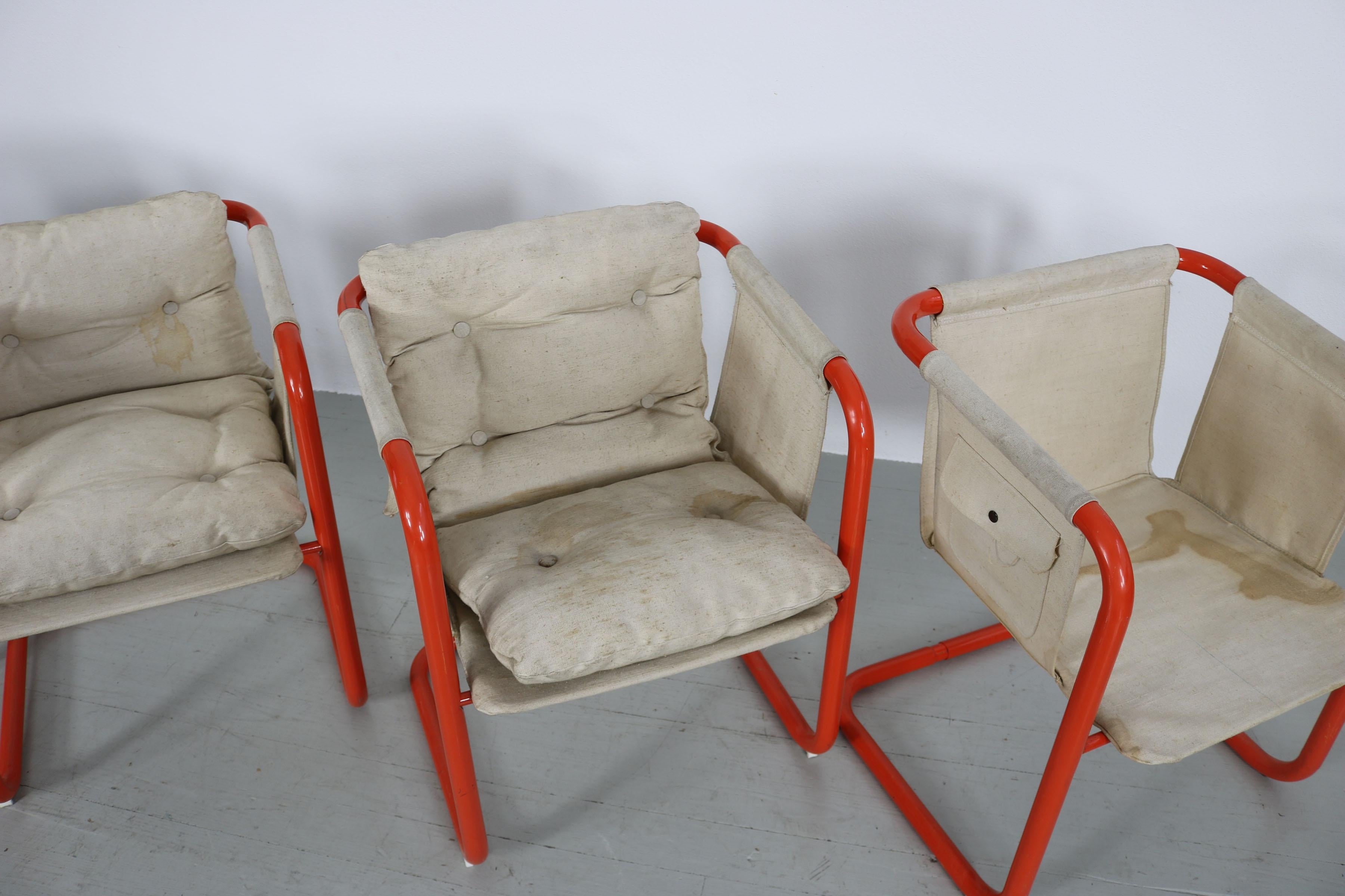 4 Cantilever Armchairs in the Manner of Gae Aulenti, Italy, 1970s 4