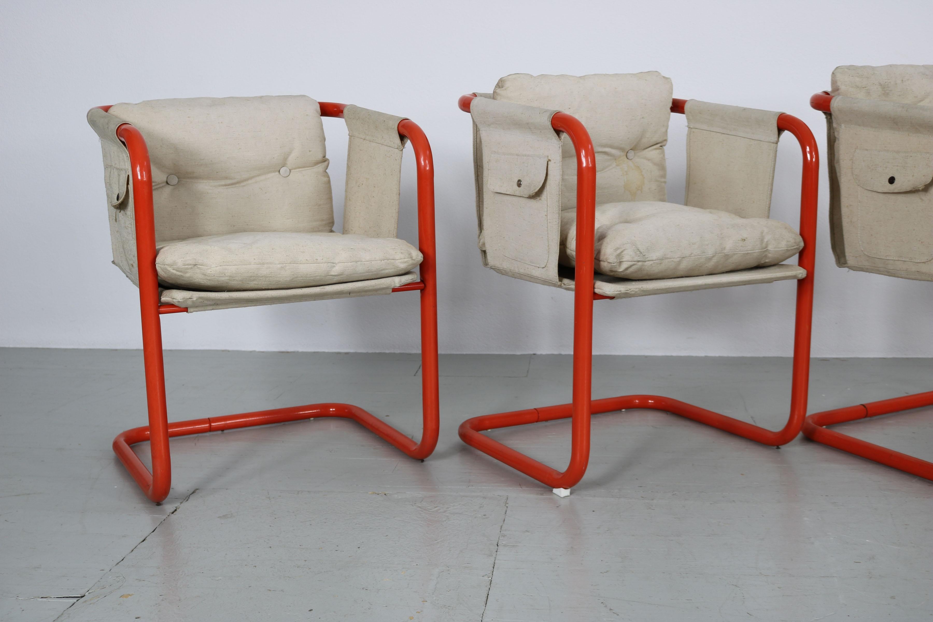 4 Cantilever Armchairs in the Manner of Gae Aulenti, Italy, 1970s 8