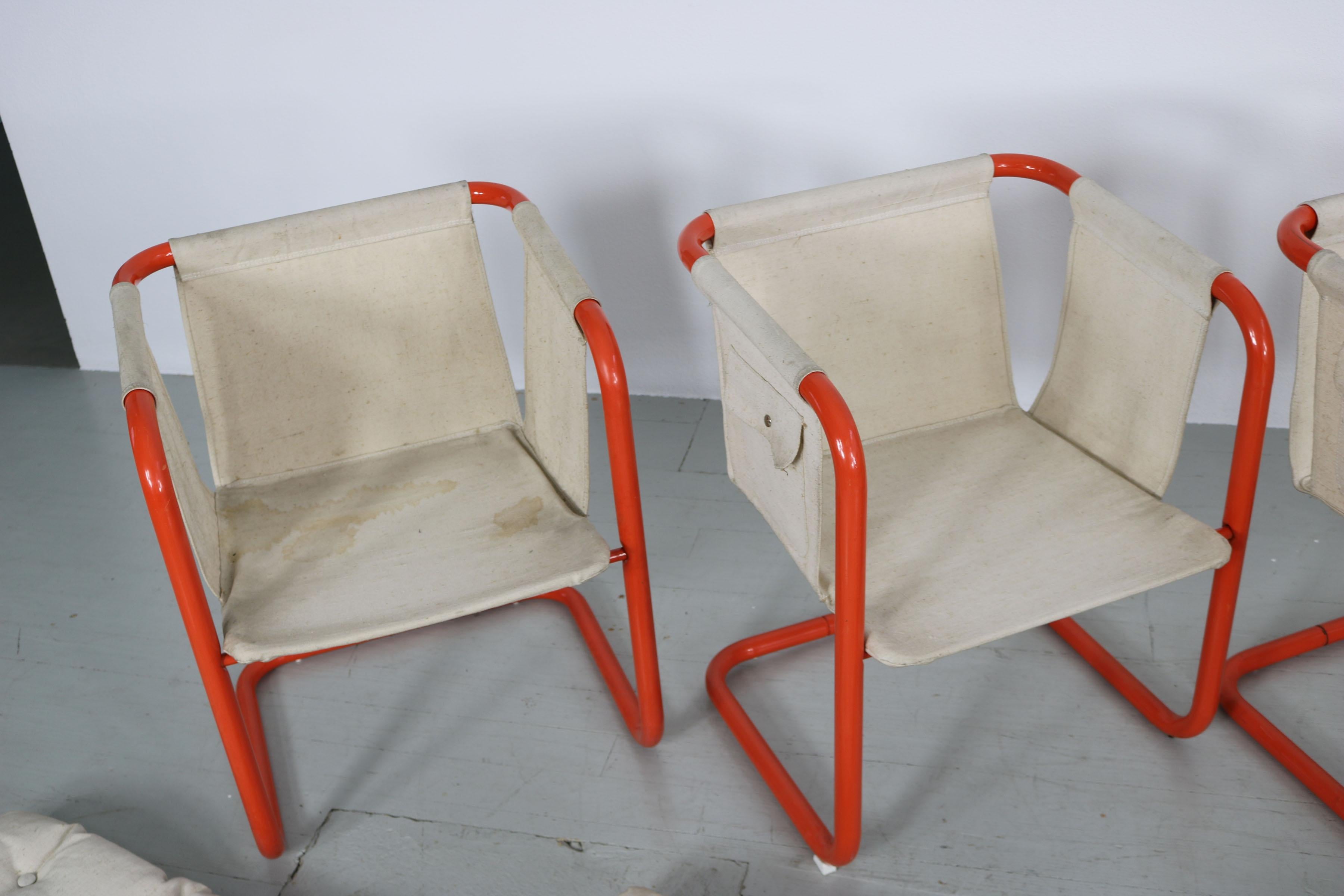 4 Cantilever Armchairs in the Manner of Gae Aulenti, Italy, 1970s 10