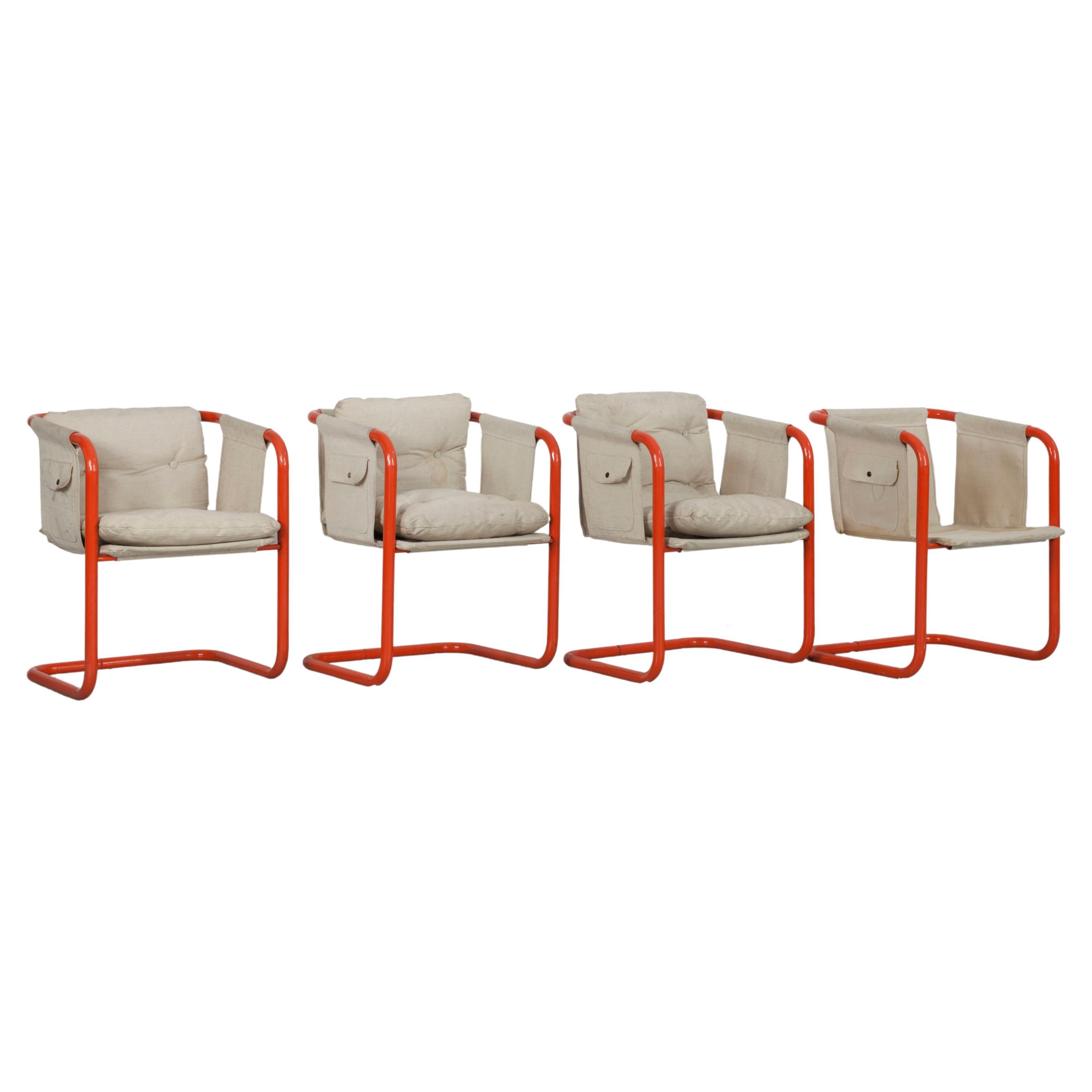4 Cantilever Armchairs in the Manner of Gae Aulenti, Italy, 1970s