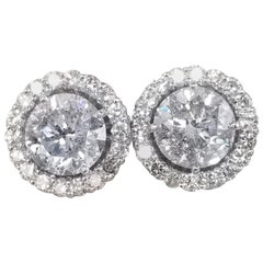 4 Carat 14 Karat Gold Diamond Studs with Diamond Jackets Total Weight 5.10 Carat 4 Carat 14 Karat Gold Diamond Studs with Diamond Jackets Total Weight 5.10 Carat