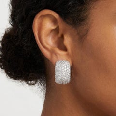 4 Carat 18K White Gold Diamond Cluster Pierced Earrings