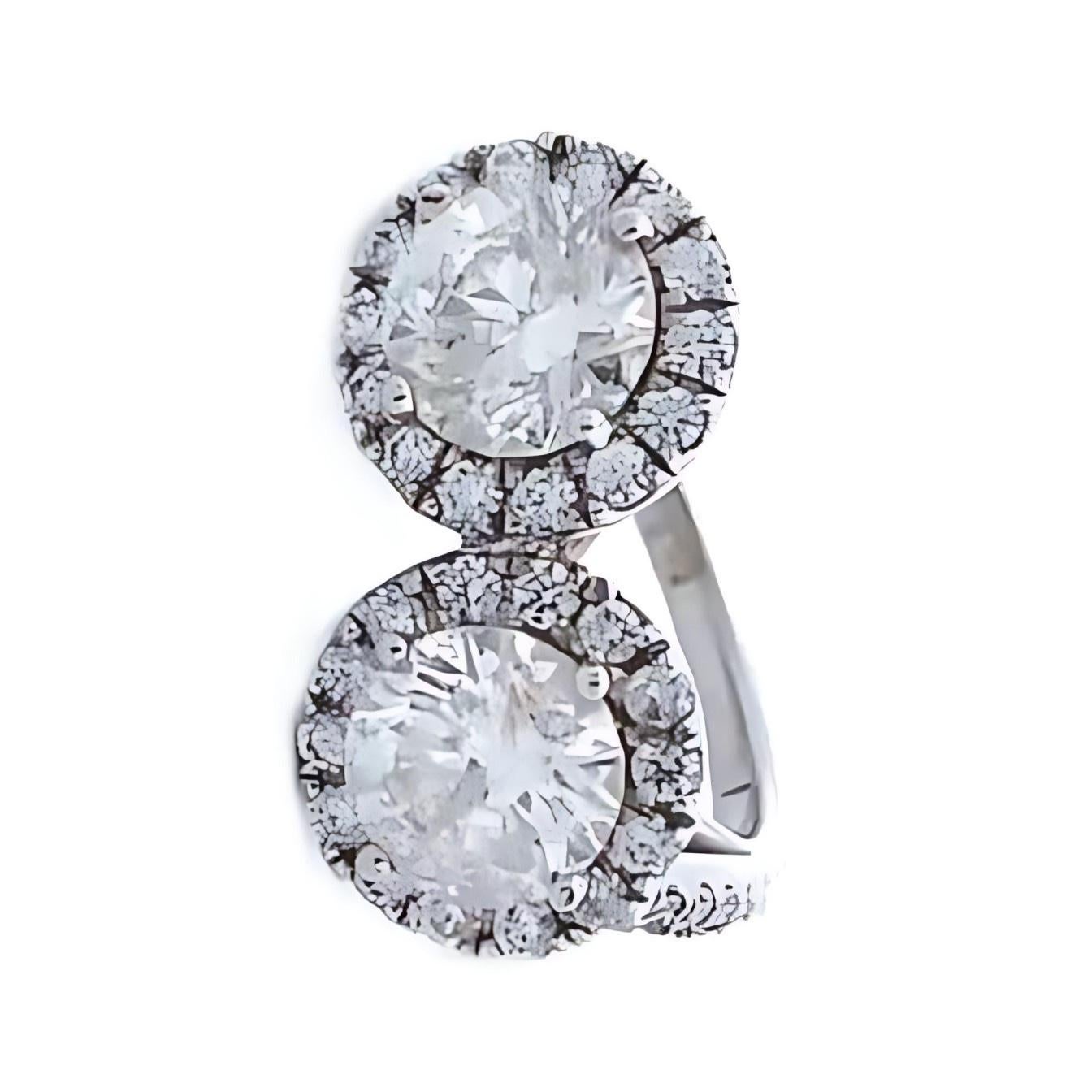 4 Carat 2-Stone Ring in 18K White Gold In New Condition For Sale In Tustin, CA