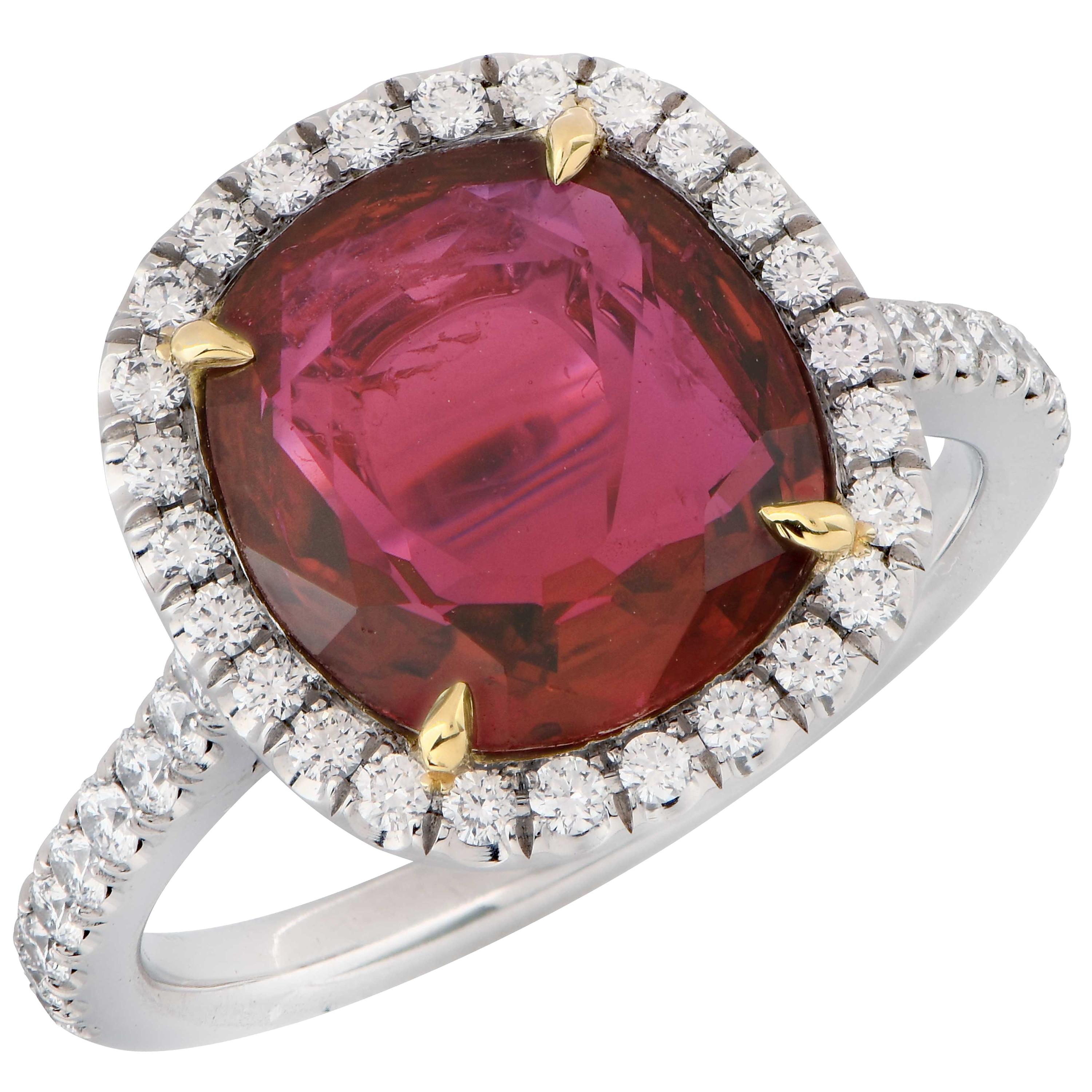 4 Carat AGL Graded Ruby and Diamond Platinum Ring For Sale