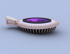 4 Carat Amethyst and Diamond Rose Gold Pendant