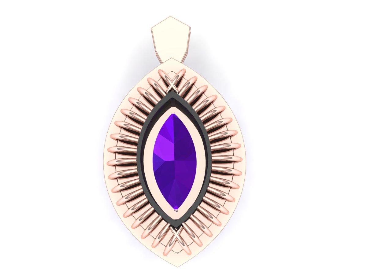 4 Carat Amethyst and Diamond Rose Gold Pendant In Excellent Condition For Sale In Aliso Viejo, CA
