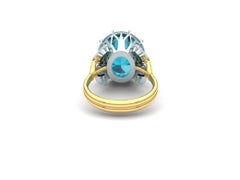 4 Carat Apatite and Diamond Yellow and White Gold Ring