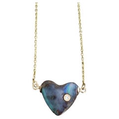 4 Carat Australian Opal Heart Necklace