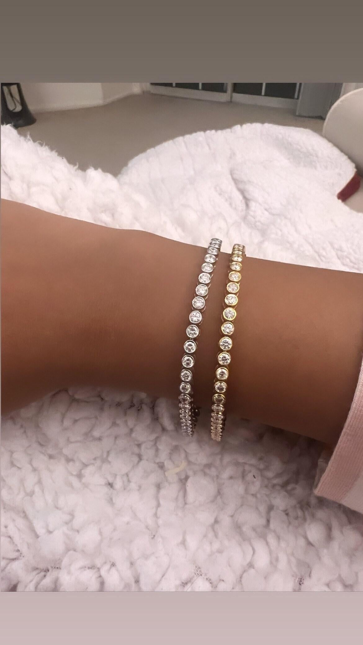 4 Karat natürliches Diamant-Tennisarmband aus 14 Karat Gold mit Lünettenfassung im Zustand „Neu“ im Angebot in Jersey City, NJ