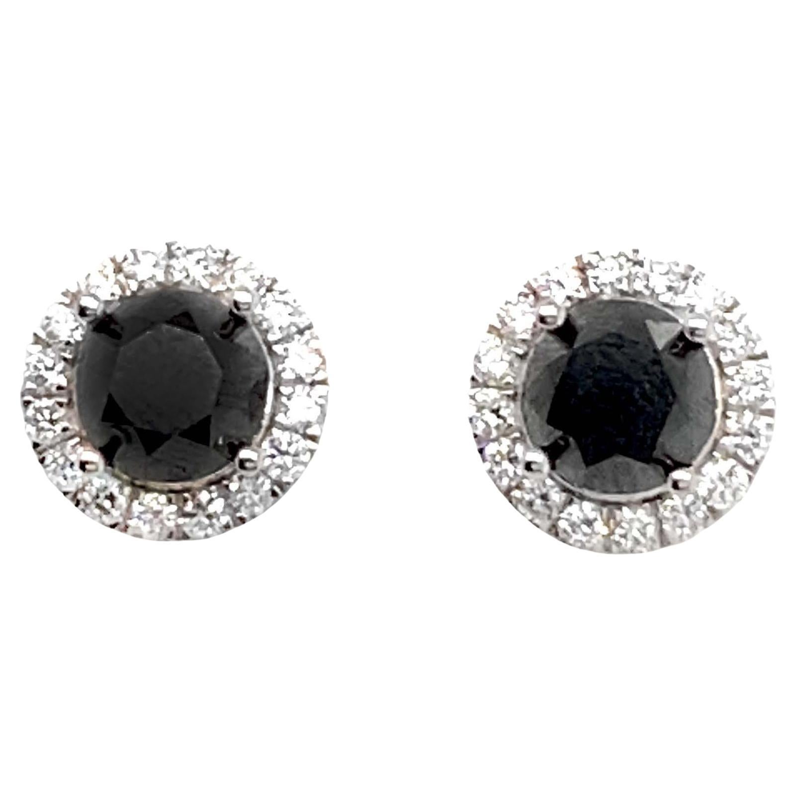 4 Carat Black Diamond Earring Studs For Sale