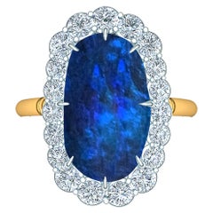 4 Carat Black Opal and Diamond Ring