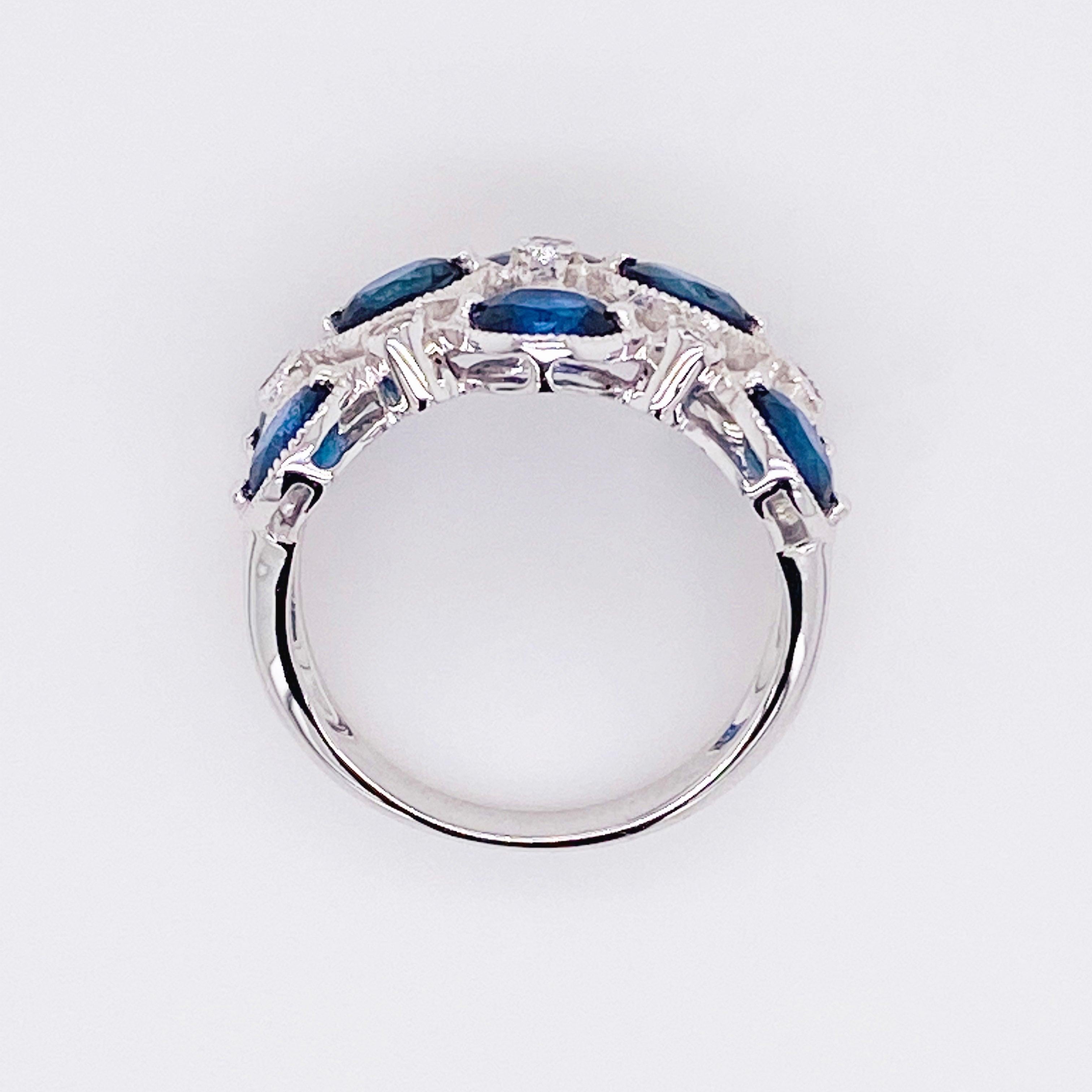 For Sale:  4 Carat Blue Sapphire & Diamond Fashion Ring 14 Karat Gold 3.75ct Cocktail Ring 3
