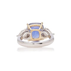 4 Carat Natural Sapphire Diamond Engagement Ring Set in 18K Gold, Cocktail Ring