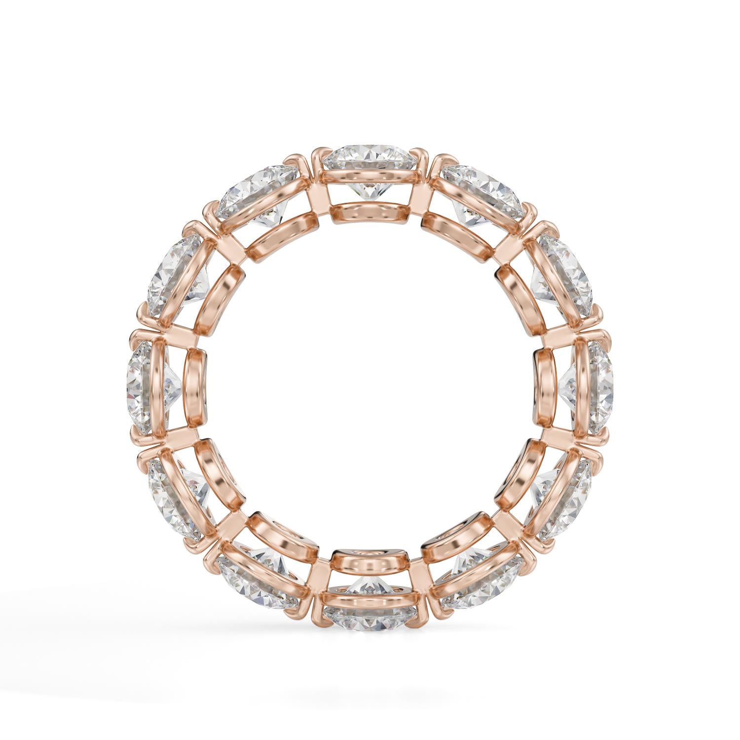 Round Cut 4 Carat Brilliant Round Eternity Band in Rose Gold For Sale