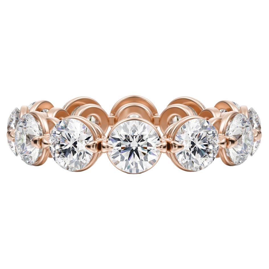 4 Carat Brilliant Round Eternity Band in Rose Gold For Sale