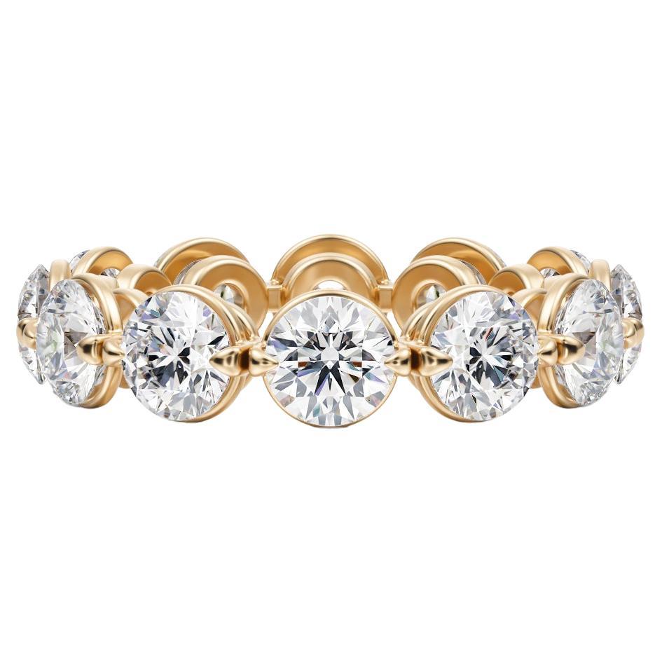 4 Carat Brilliant Round Eternity Band in Yellow Gold For Sale