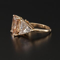 Art Deco 5 Carat Certified Natural Diamond Engagement Ring in 18K Yellow Gold