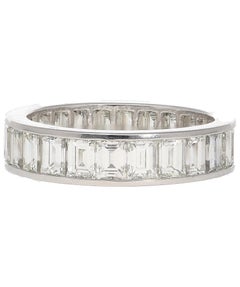4 Carat Channel Set Baguette Cut Diamond Wedding Band Ring in Platinum 950
