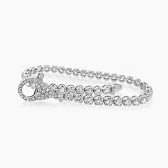 4 Carat Chunky Clasp White Diamond 18K White Gold Tennis Line Bracelet