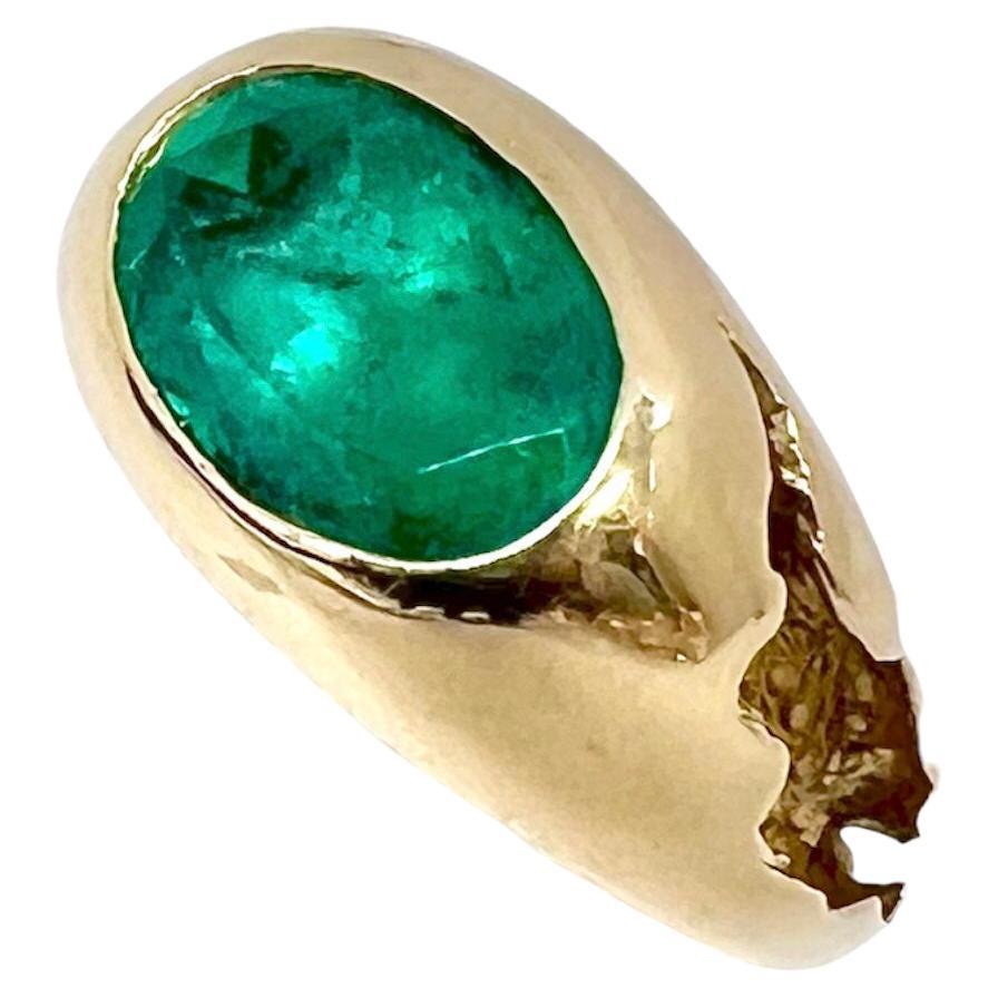 4 Carat Colombian Emerald Ring in 18k Yellow Gold