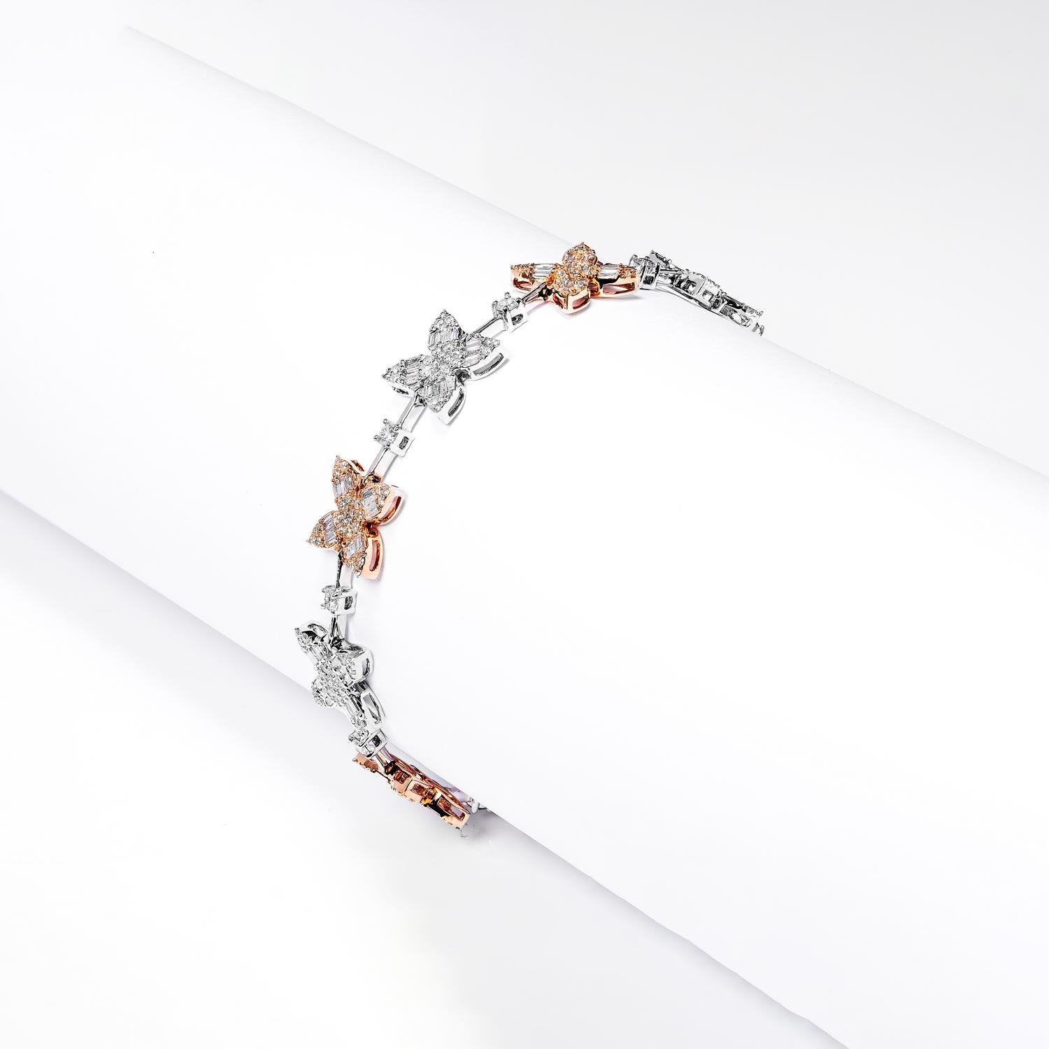 4 Karat Combine Mix Shape Diamant-Armband zertifiziert (Gemischter Schliff) im Angebot