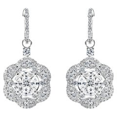 Boucles d'oreilles Huggie Dangle en diamant de 4 carats de forme mixte certifié