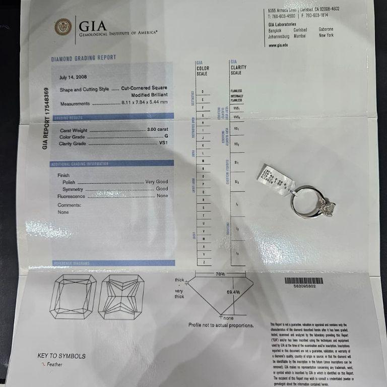 Bague de fiançailles en diamant taille coussin de 4 carats certifiée GIA G VS1 Neuf - En vente à New York, NY